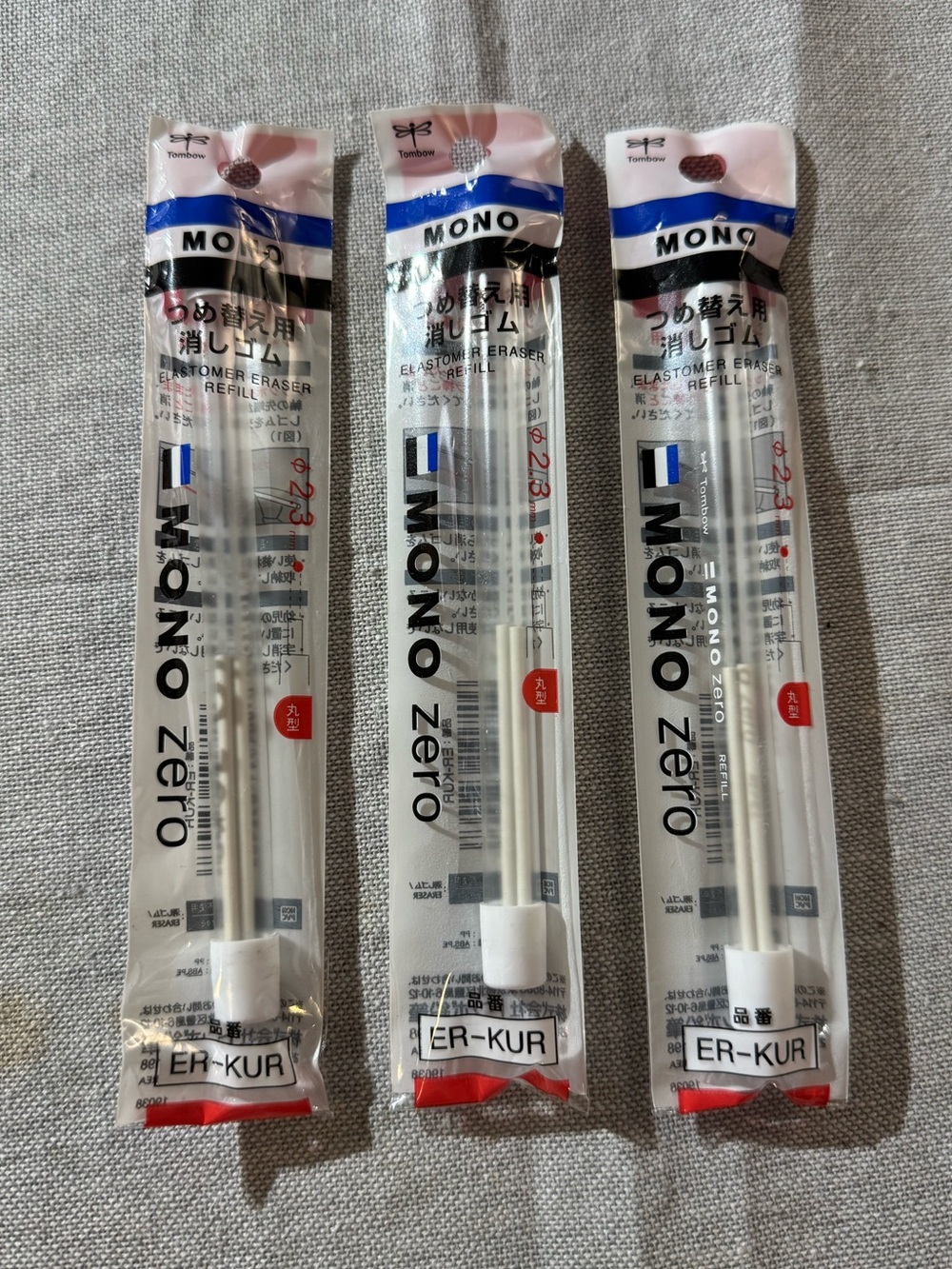 3 Pck Mono Eraser Refills Round Tip